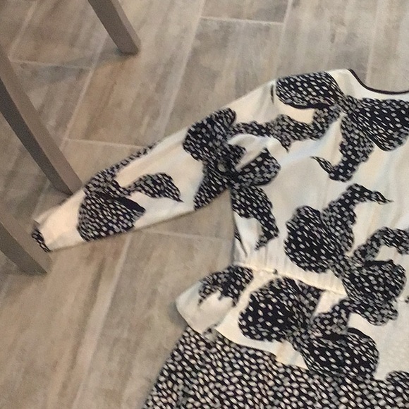 Louis Feraud vintage silk bow dress, cream/black, size 10 - Picture 9 of 13